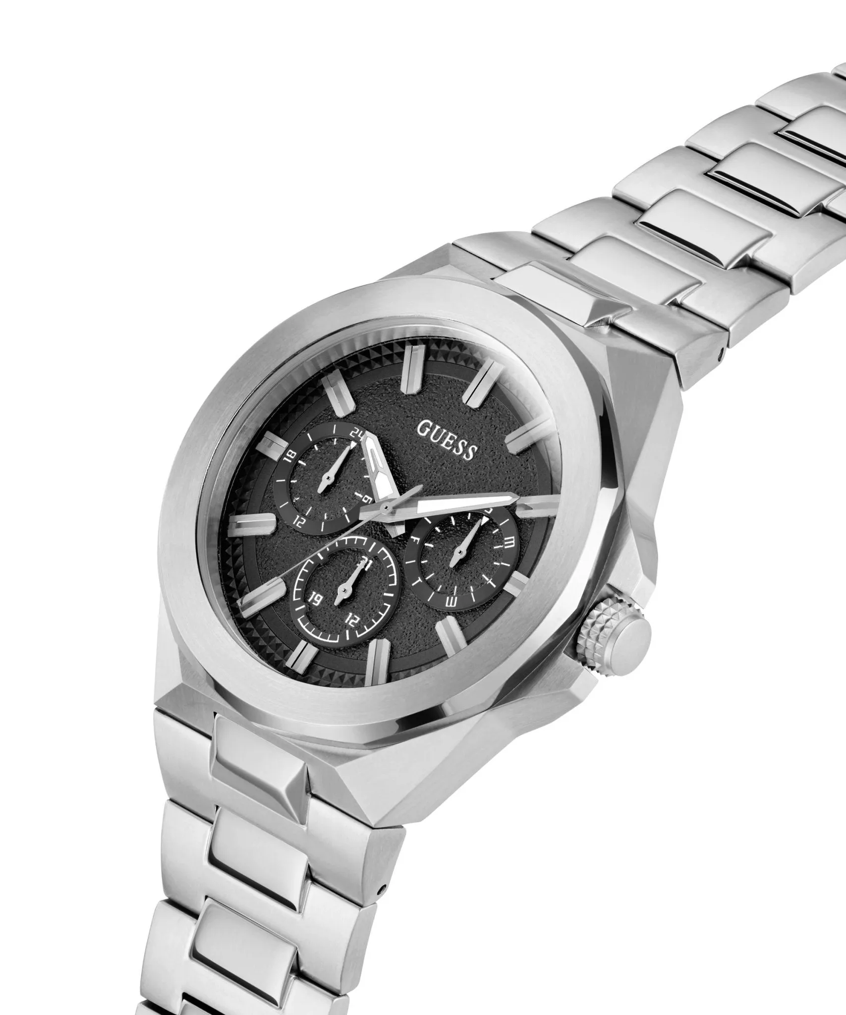 Guess Gents Dashboard Silver Tone Recycled Steel Watch GW0798G1