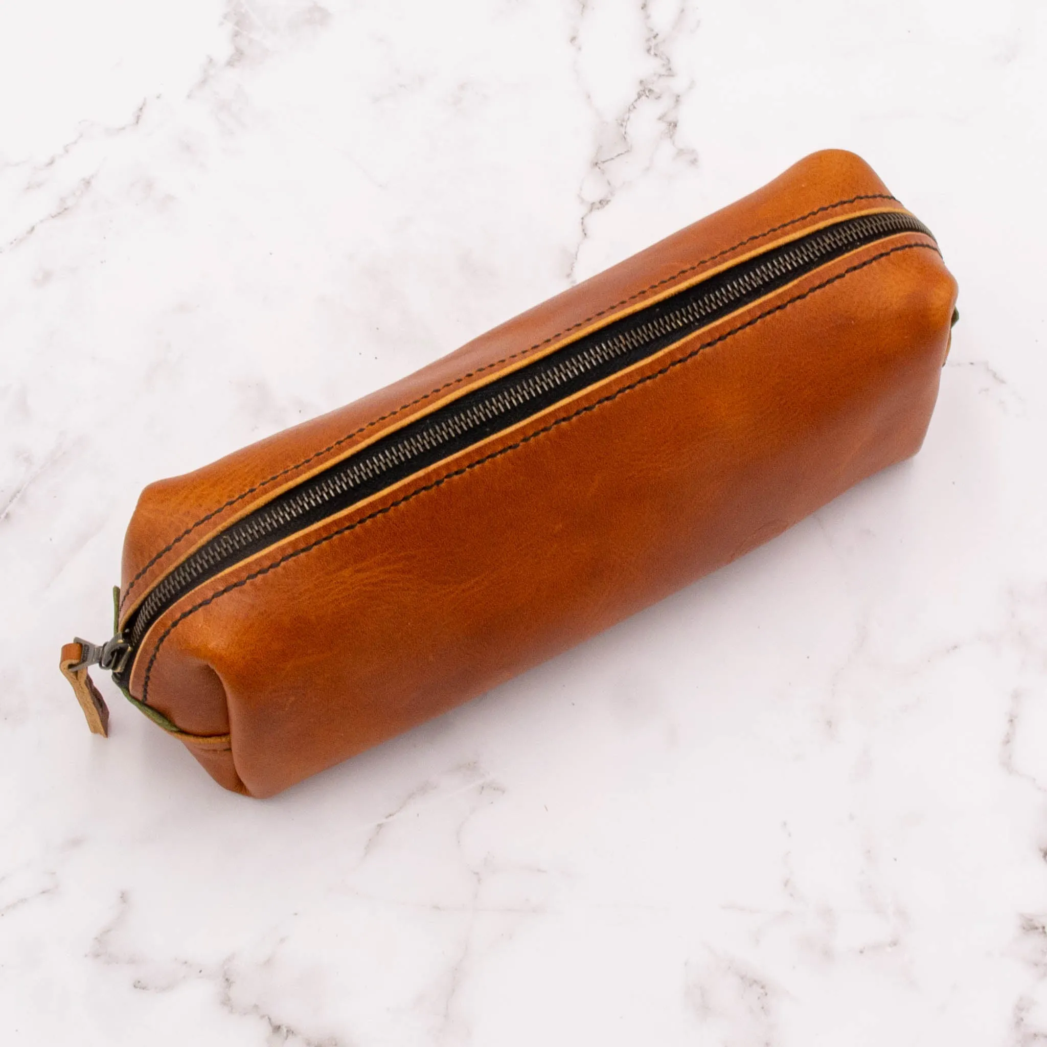 Handcrafted Leather Pen Case with Zipper