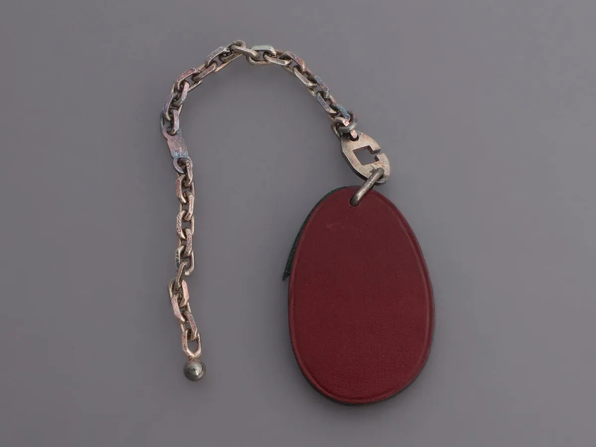 Hermès Box Calfskin Eggplant Key Ring/Bag Charm