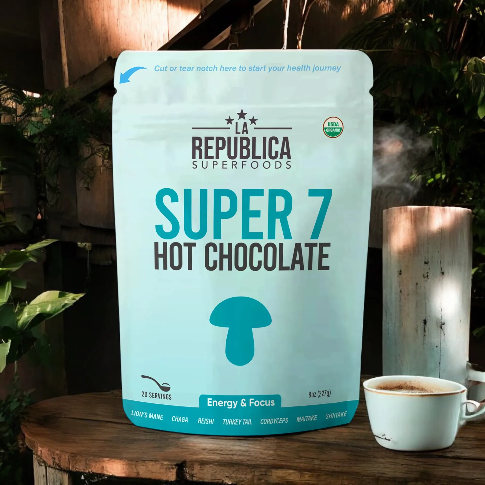 Hot Chocolate with 7 Superfood Mushrooms 227g - La Republica