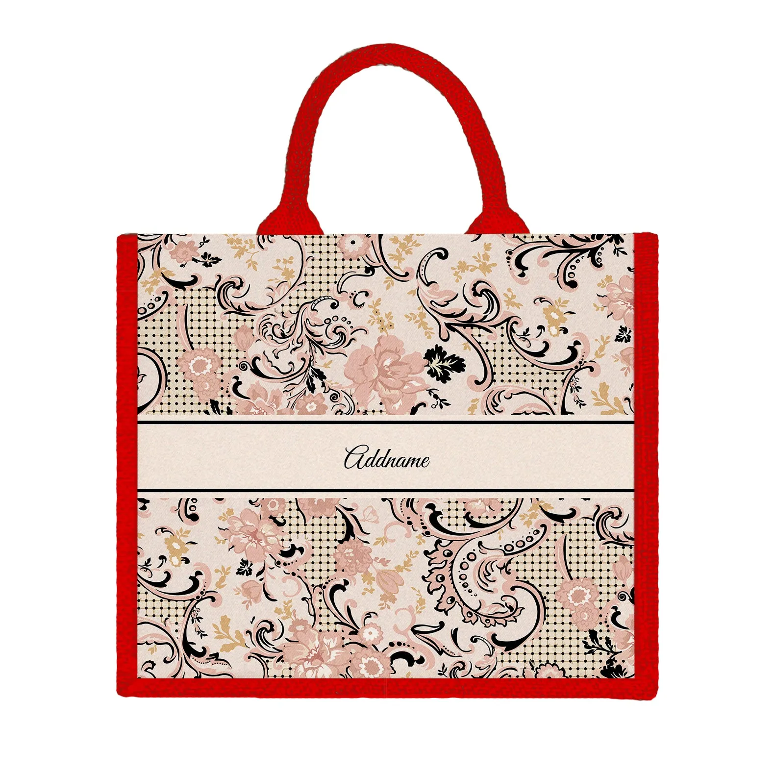 Imperial Charm Oriental Series Jute Tote Bag [FREE Custom Add Name]