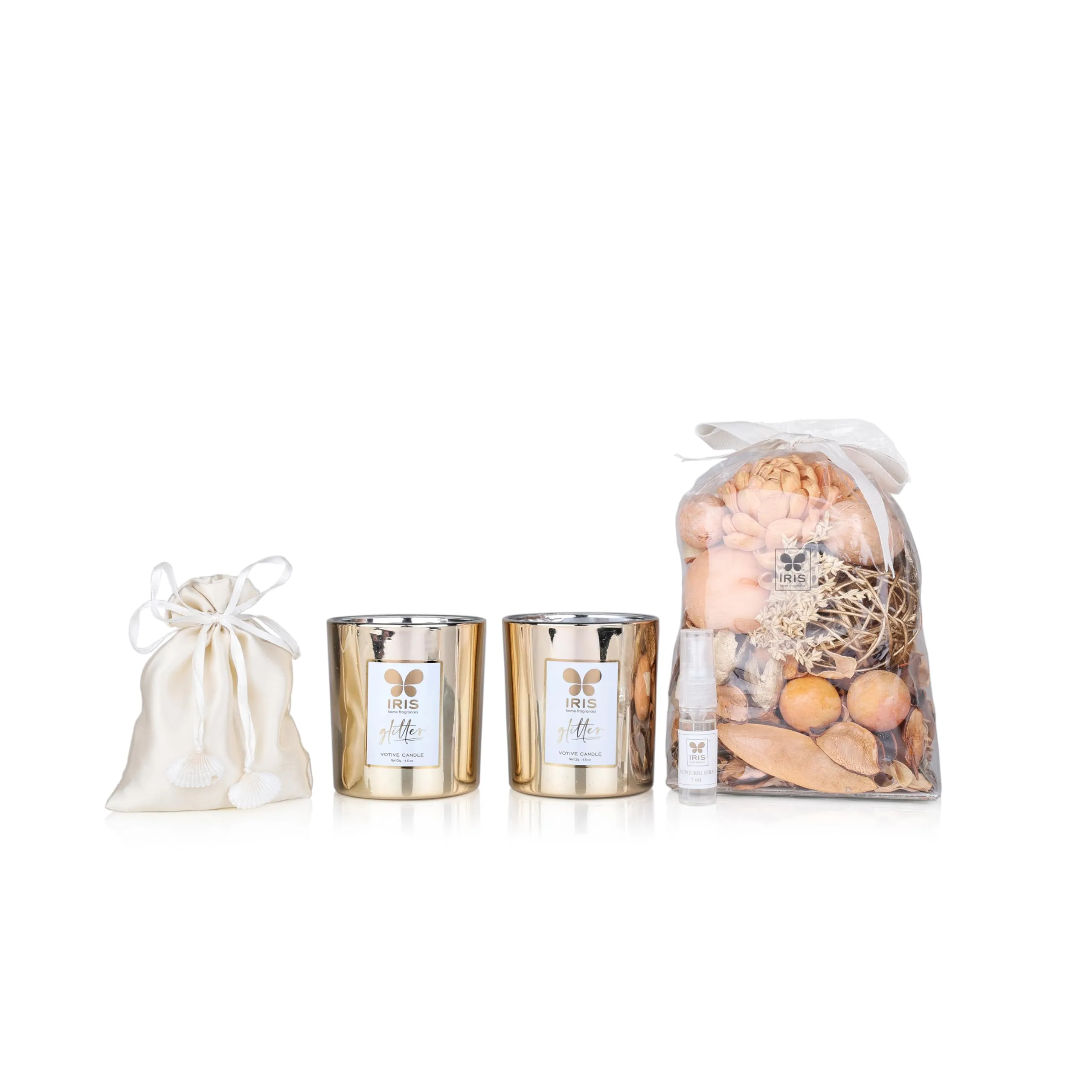 IRIS Eternal Elegance Gift Box/home decor/corporate gifts/for all occasion for women & Men/The box contains Potpourri-150g,Potpourri refresher Oil - 5ml, Votive candle-90g(BT-18hr),Eva beads-100g.