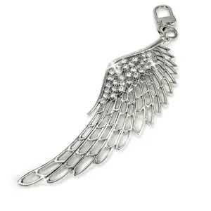 Jacqueline Kent Crystal Tumbler Charm - Silver Angel Wing