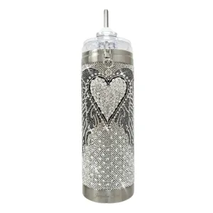 Jacqueline Kent Crystal Tumbler - Divine Collection Love Silver Black