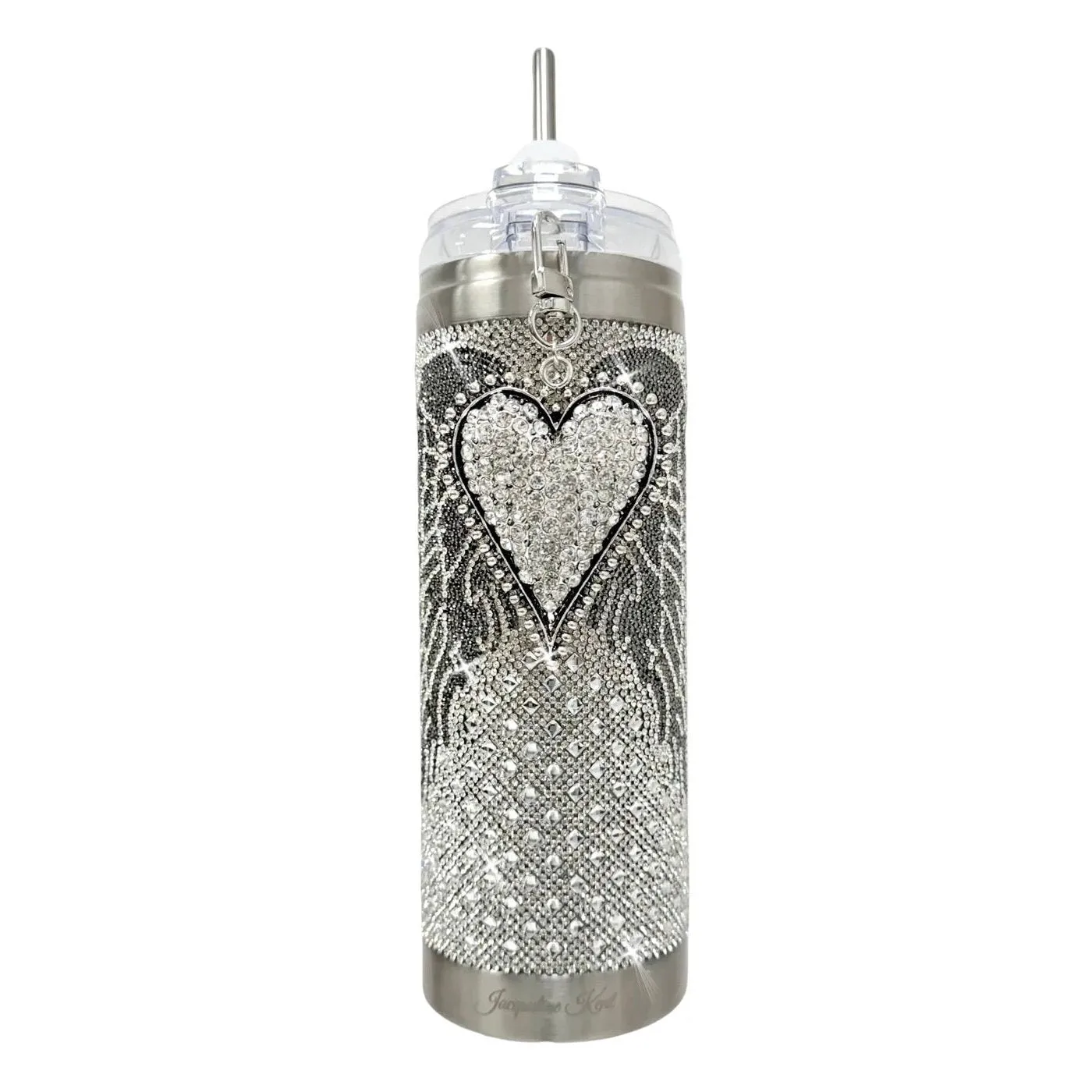 Jacqueline Kent Crystal Tumbler - Divine Collection Love Silver Black