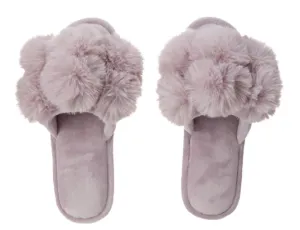 Lavender Luxe Pompom Plush Slippers