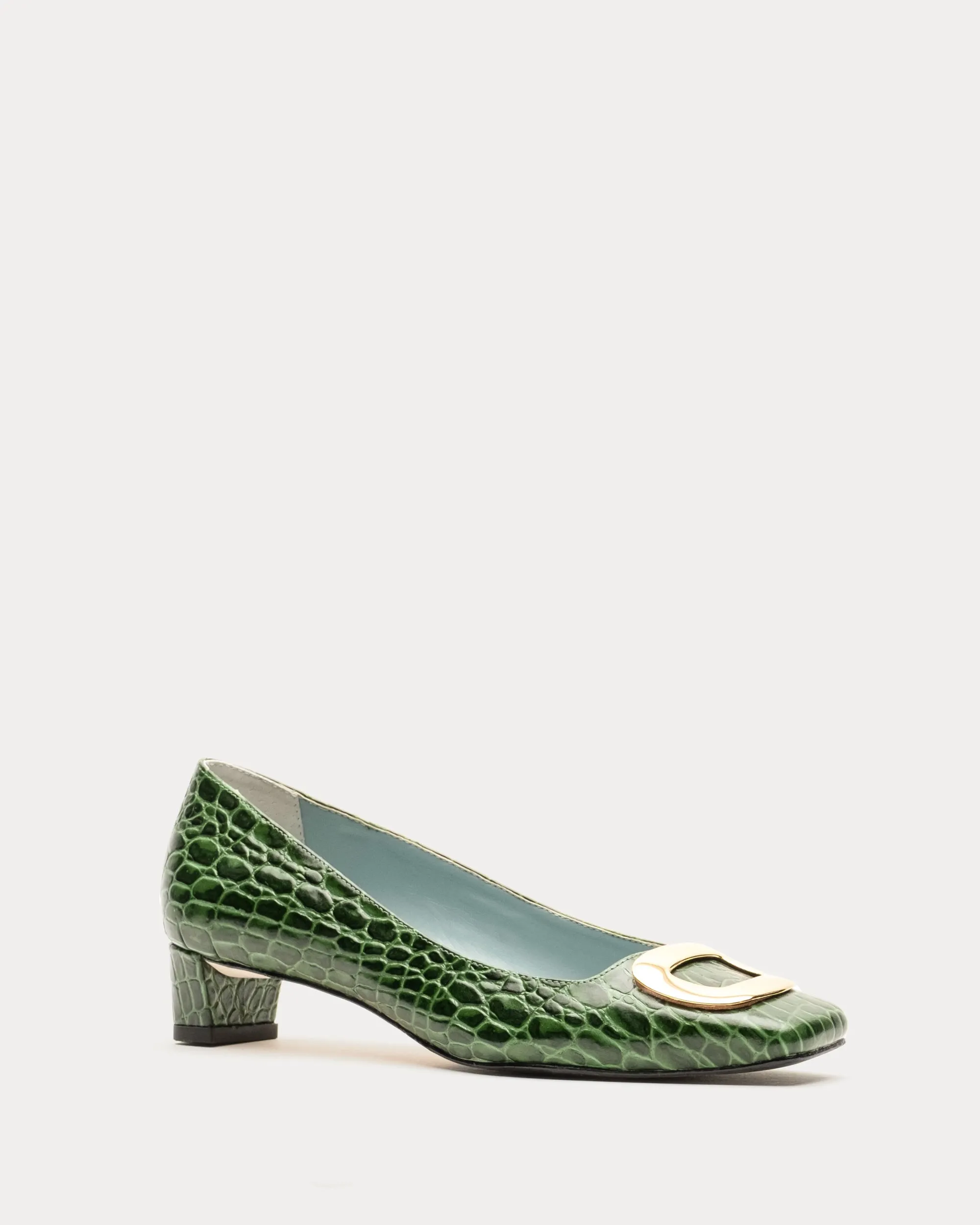 Mary Mini Block Heel Croc Embossed