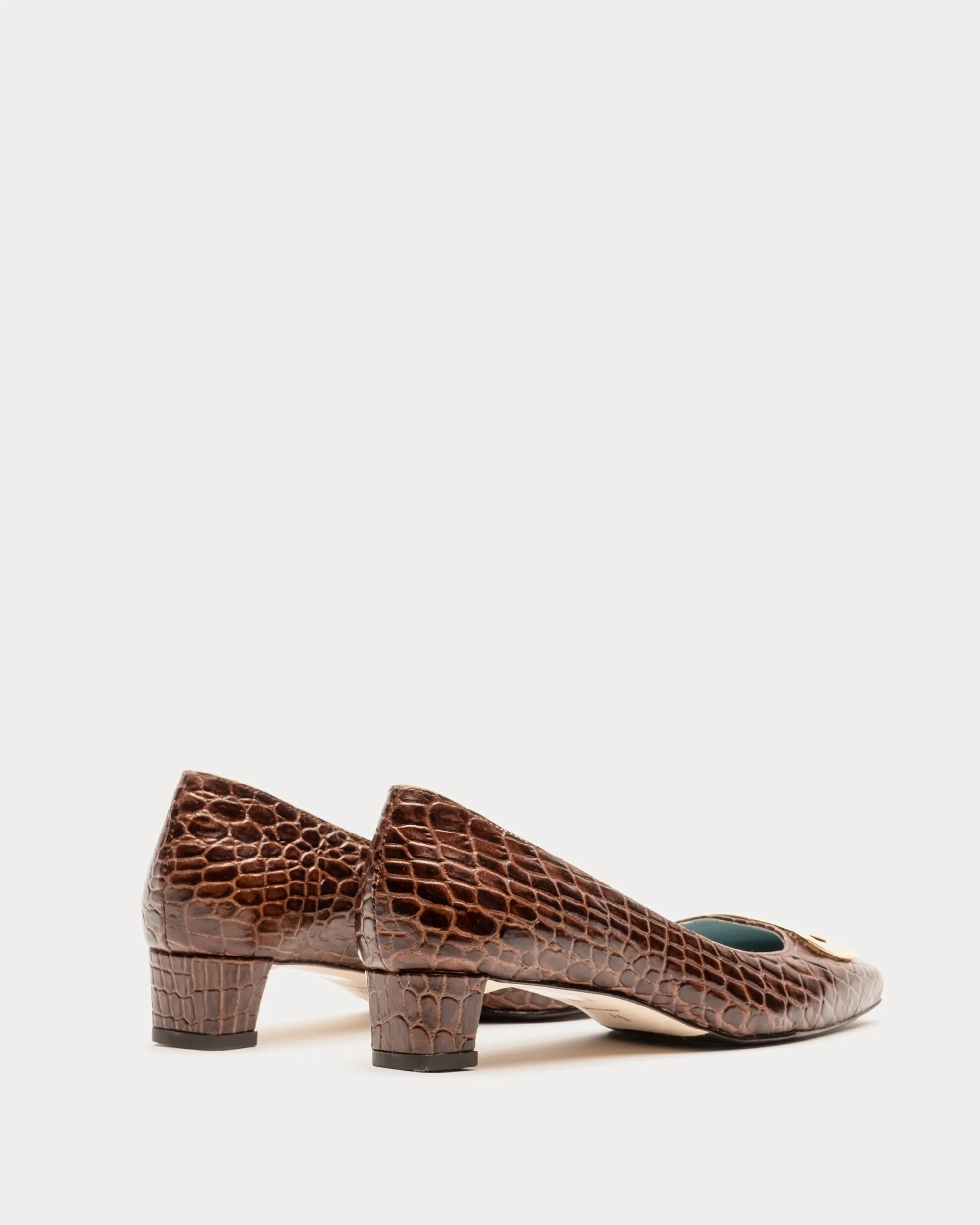 Mary Mini Block Heel Croc Embossed