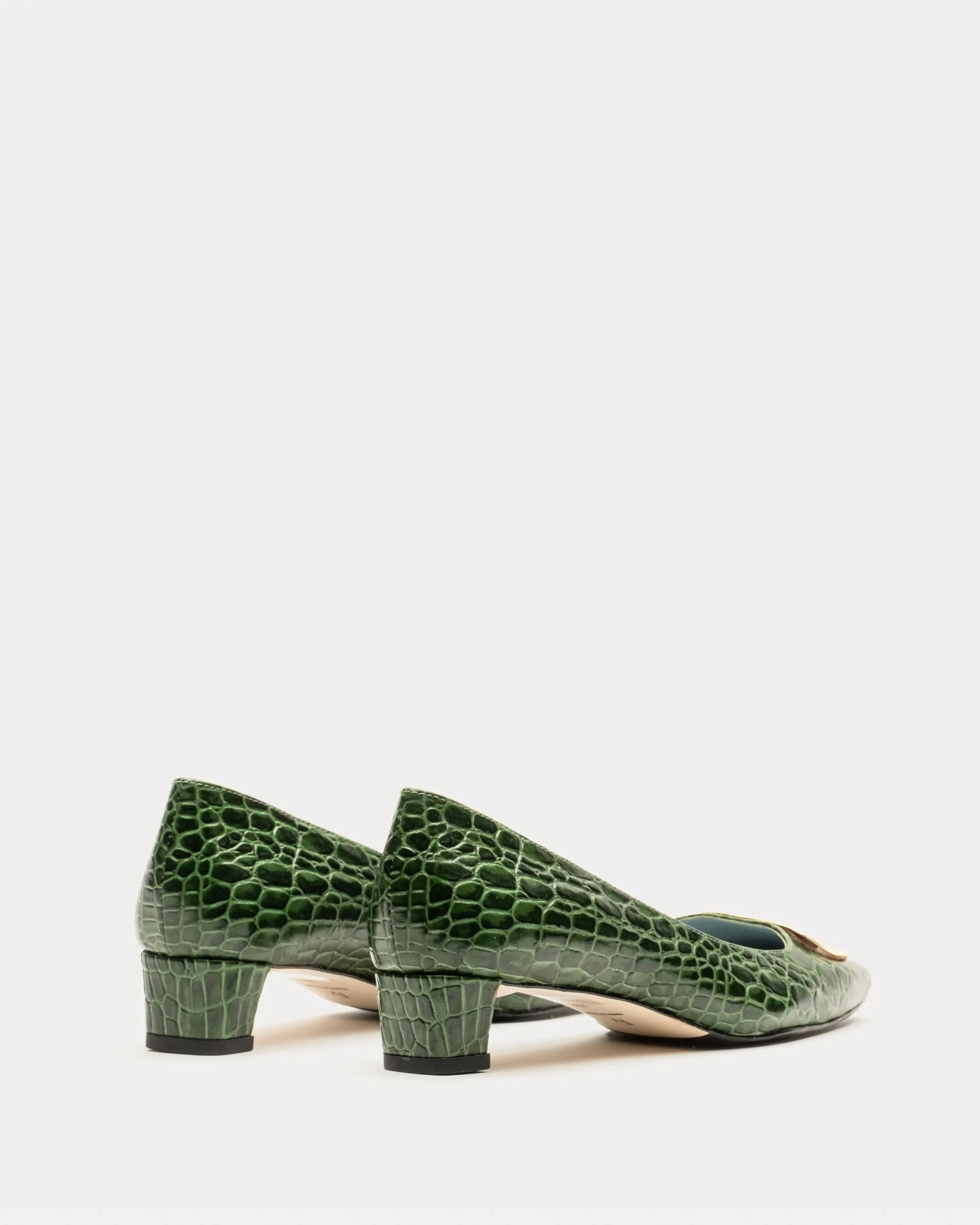 Mary Mini Block Heel Croc Embossed