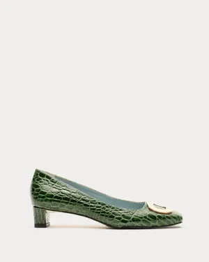 Mary Mini Block Heel Croc Embossed