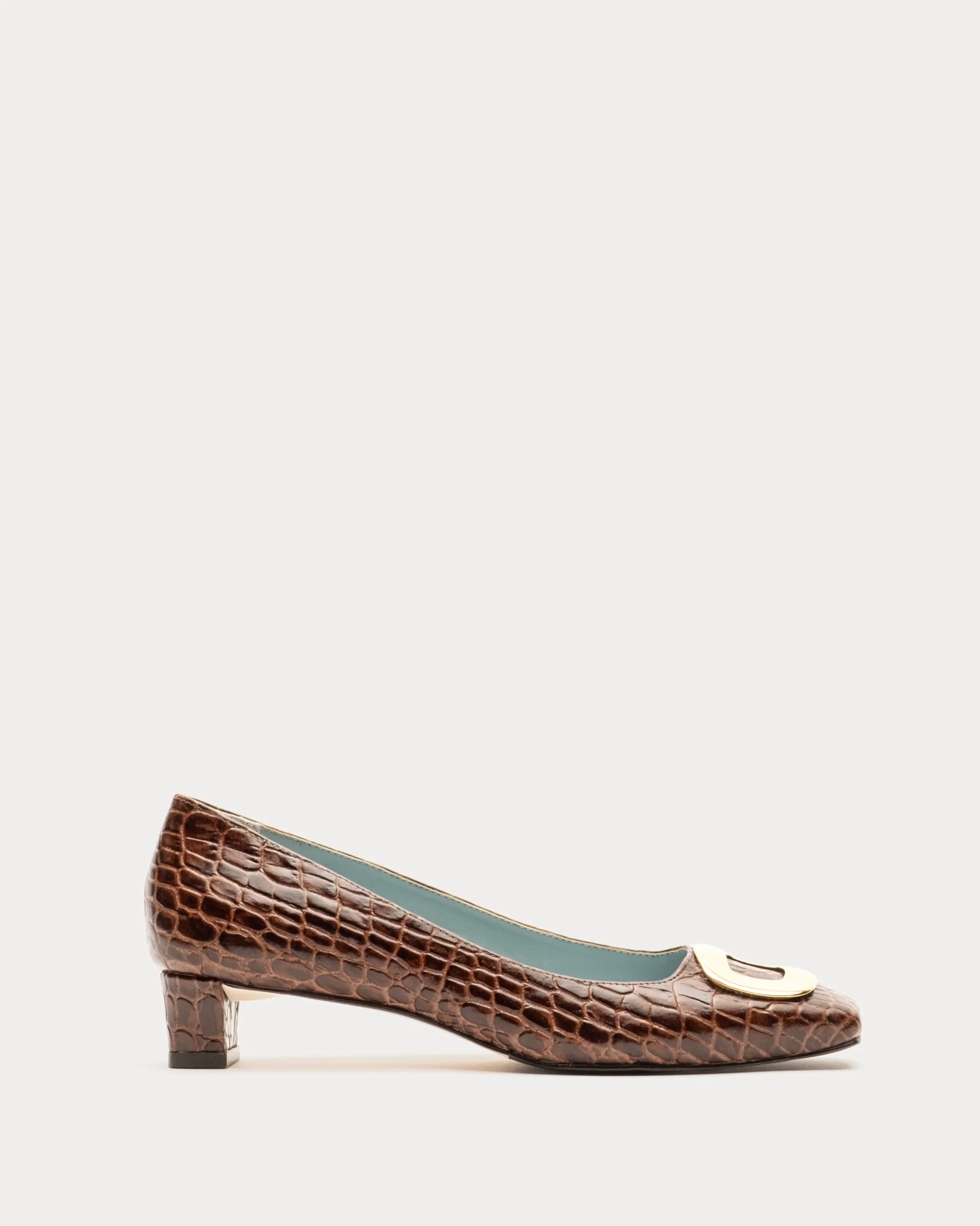 Mary Mini Block Heel Croc Embossed