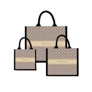 Mosaic Geo Purple Jute Tote Bag