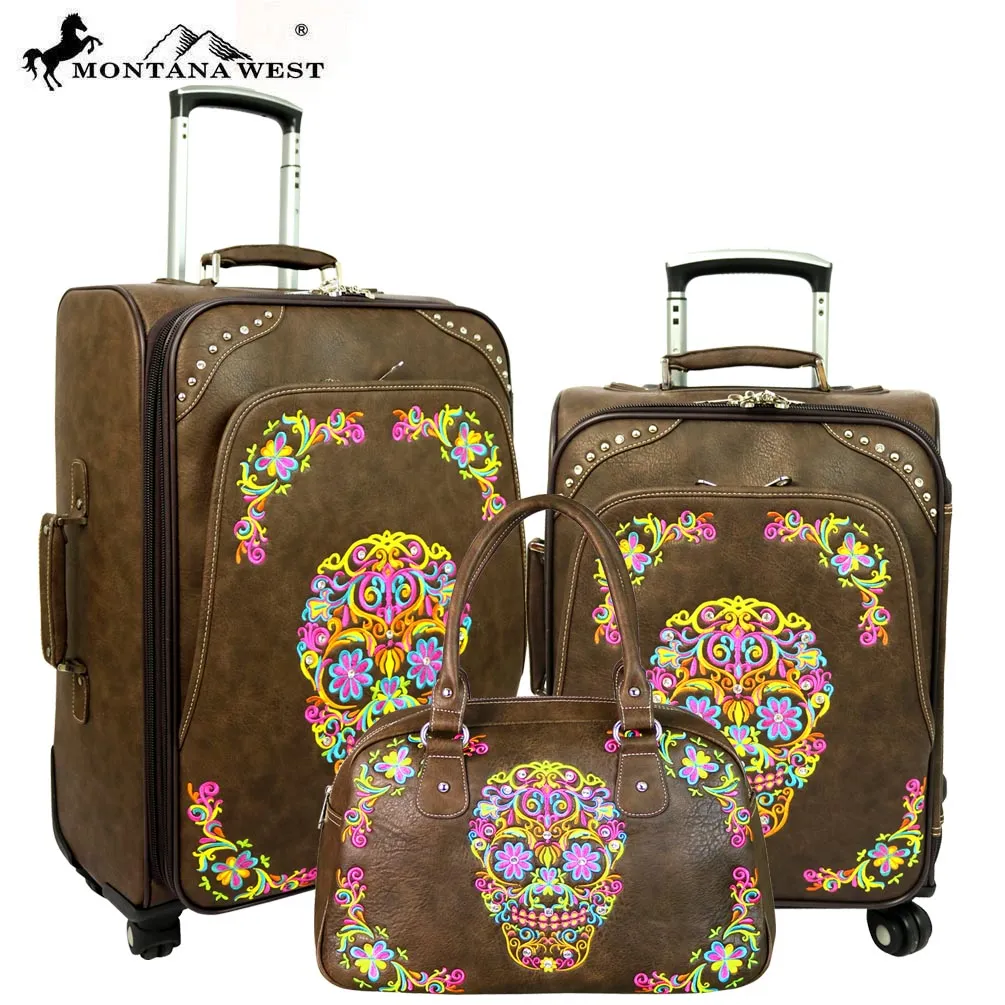 MW326-L1/2/3 Montana West Sugar Skull Collection 3 PC Luggage Set