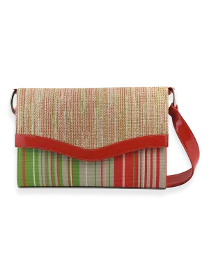 Onda Shoulder Handbag Taupe Green Red 09