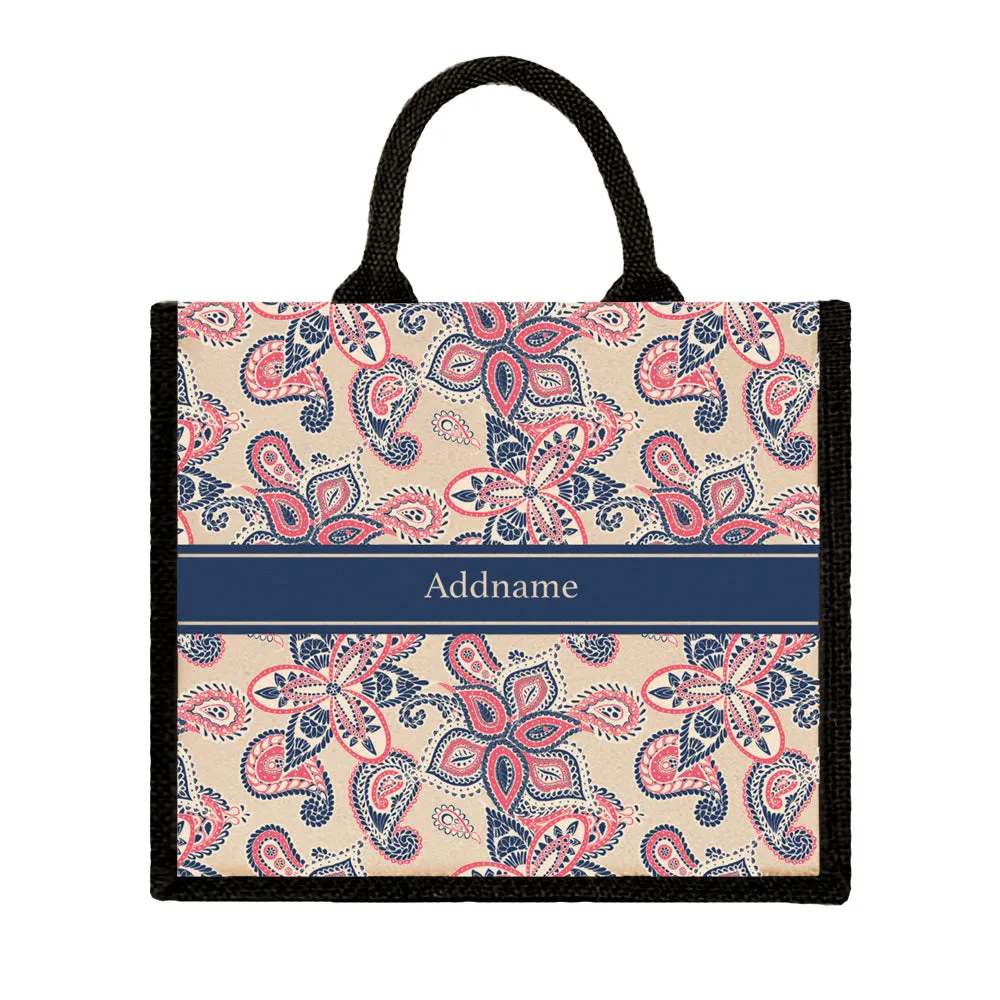 Paisley Batik Jute Tote Bag