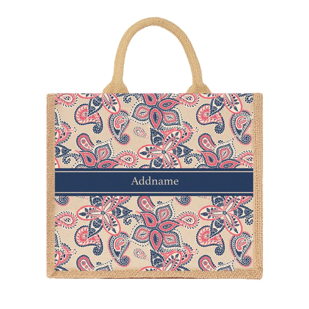 Paisley Batik Jute Tote Bag