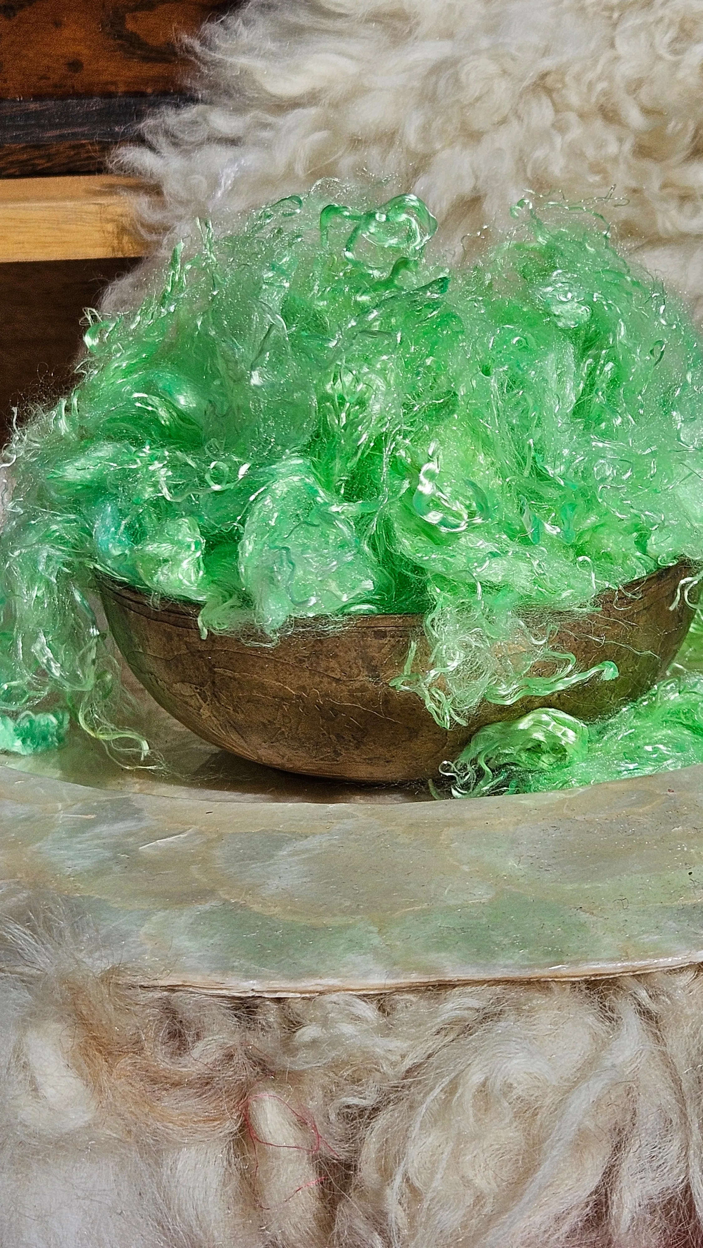 PERIDOT Eucalyptus Crimp Hand Dyed Effects Fiber - 2 ounces