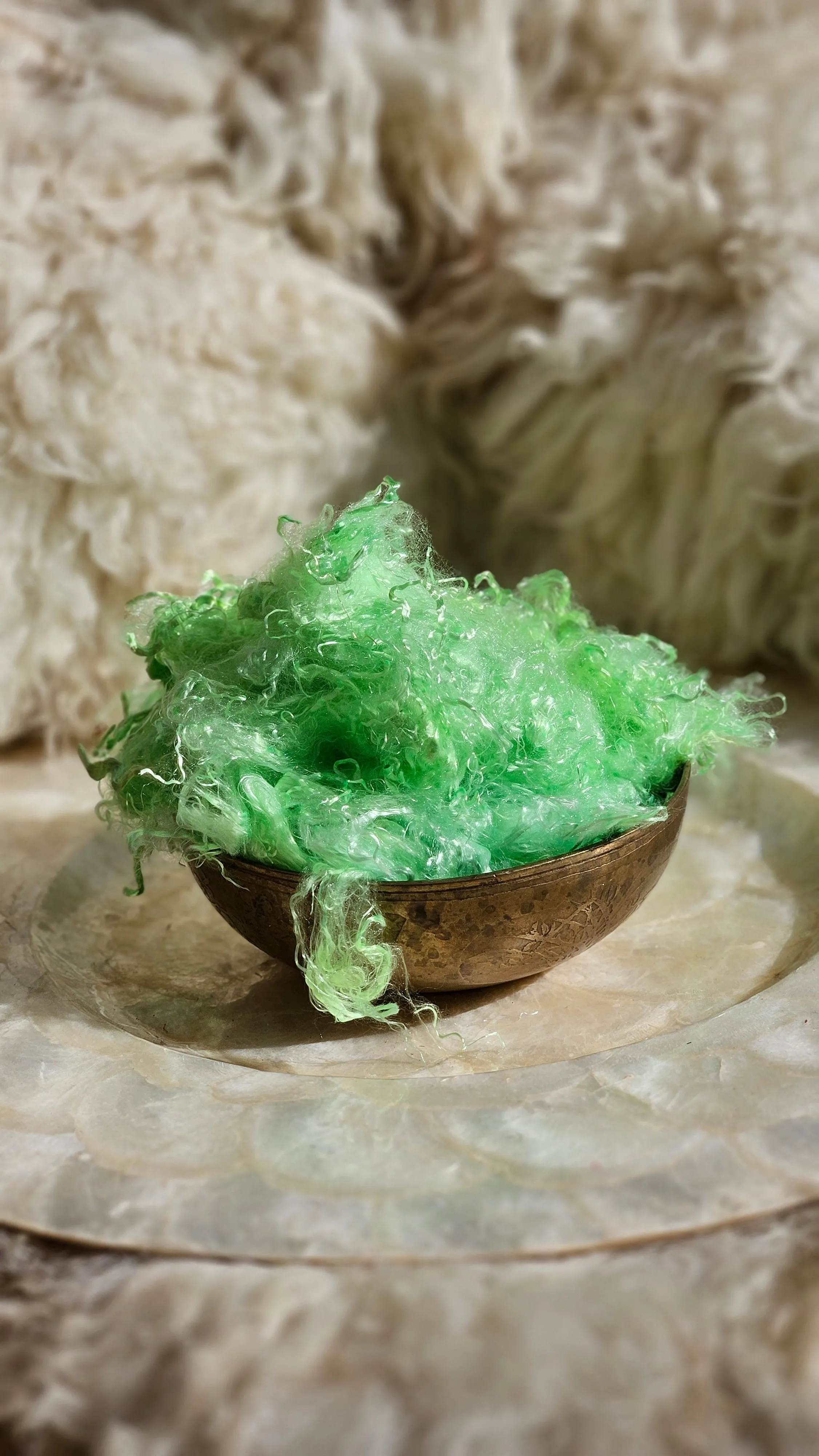 PERIDOT Eucalyptus Crimp Hand Dyed Effects Fiber - 2 ounces