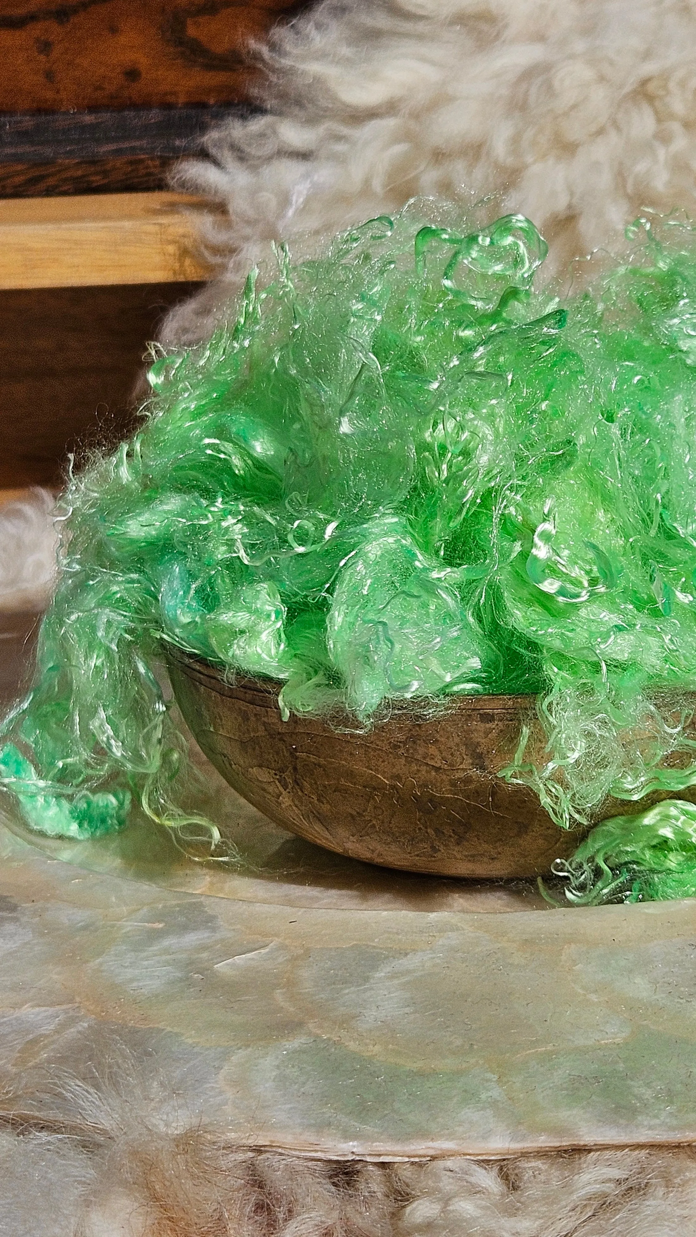 PERIDOT Eucalyptus Crimp Hand Dyed Effects Fiber - 2 ounces