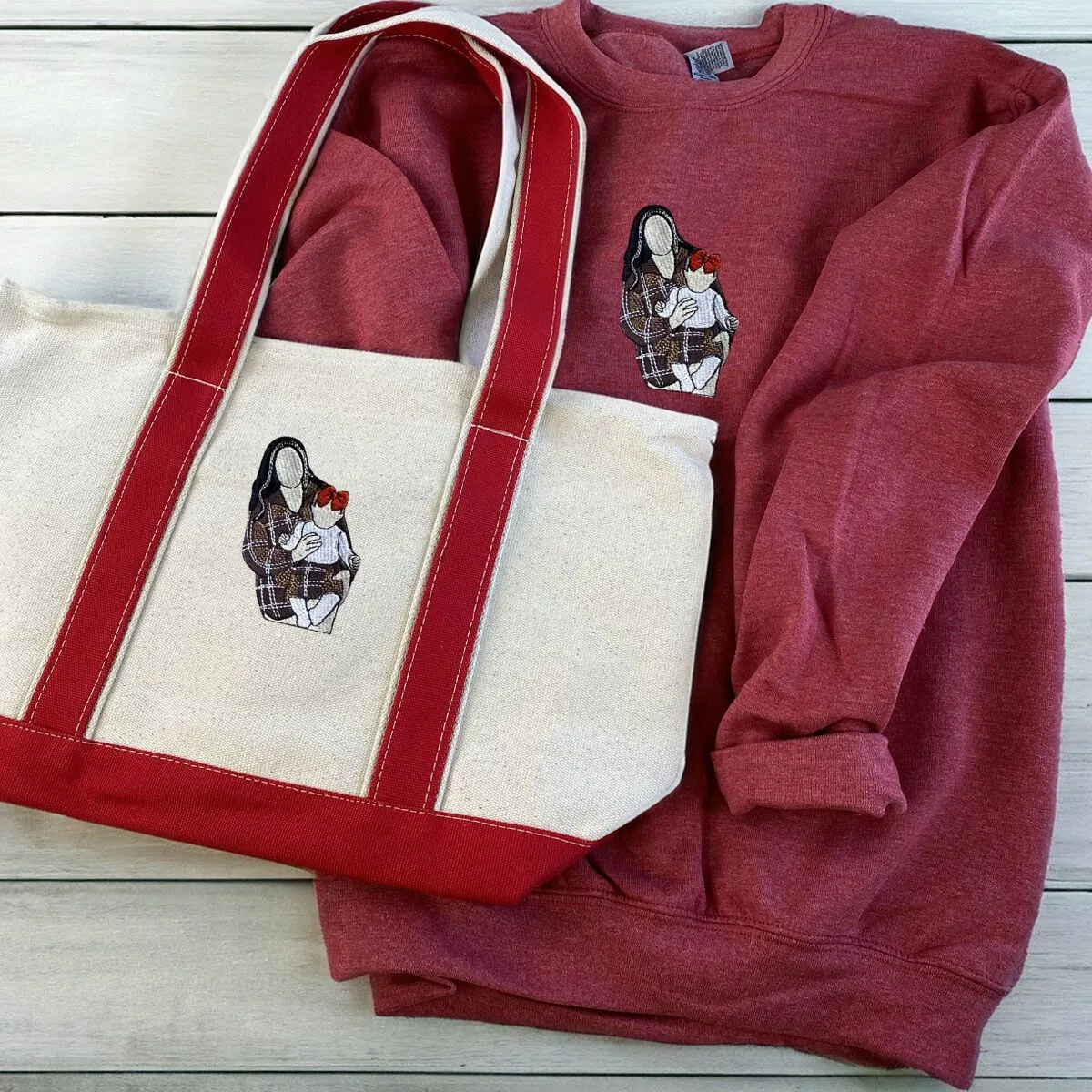 Proud Mama Twin Pack: Embroidered Sweatshirt & Tote Bag