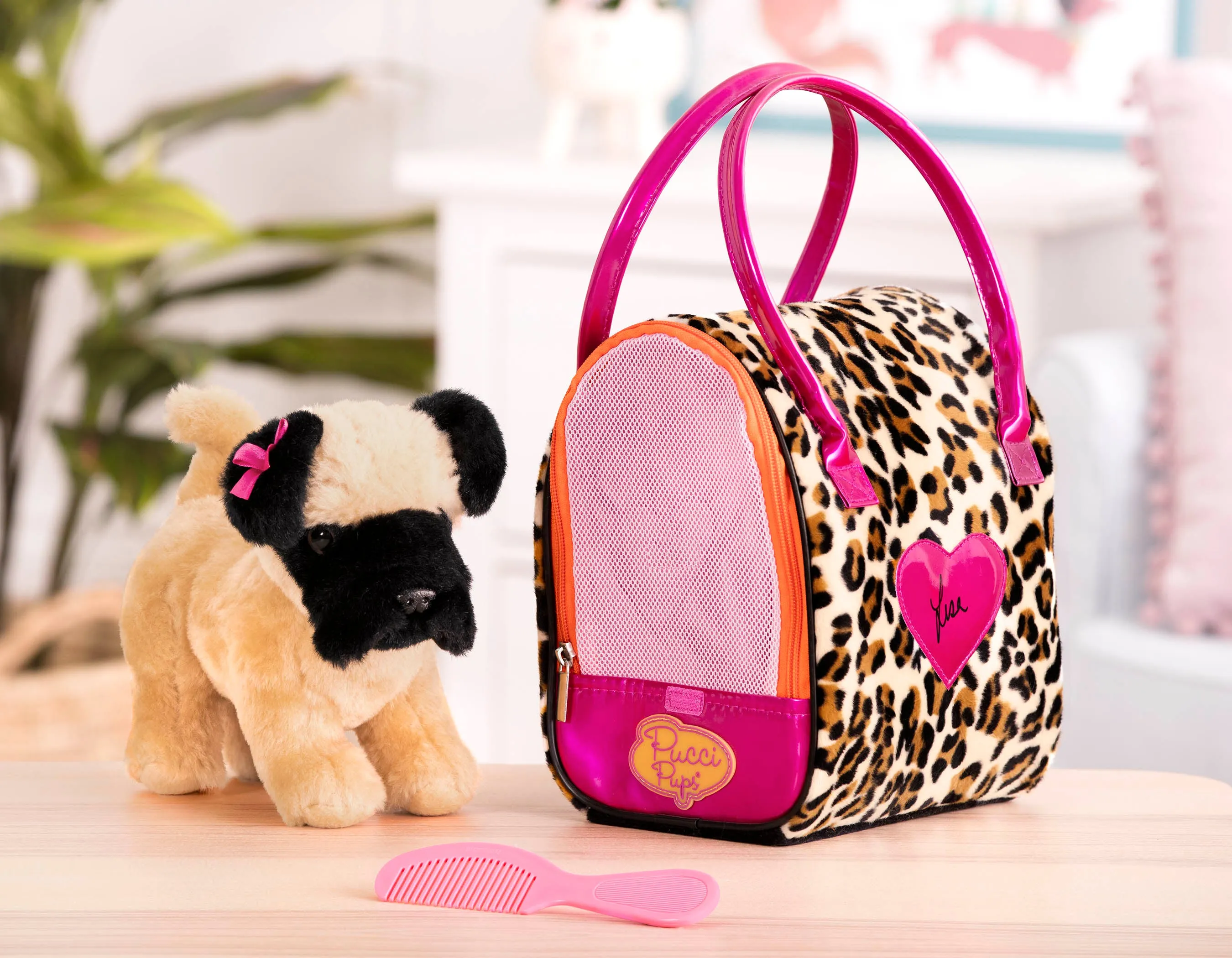 Pucci Pup Leopard Plush Glam Bag & Pug