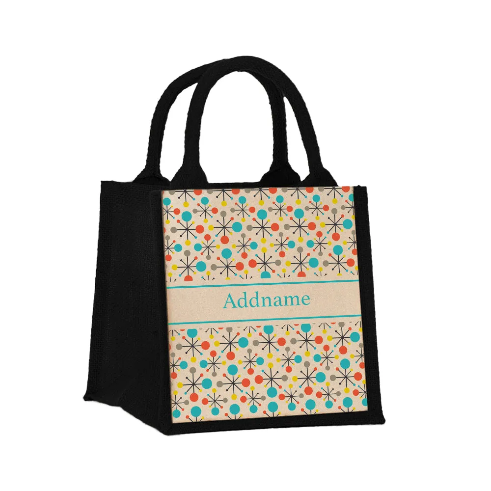 Retro Atomic Jute Tote Bag