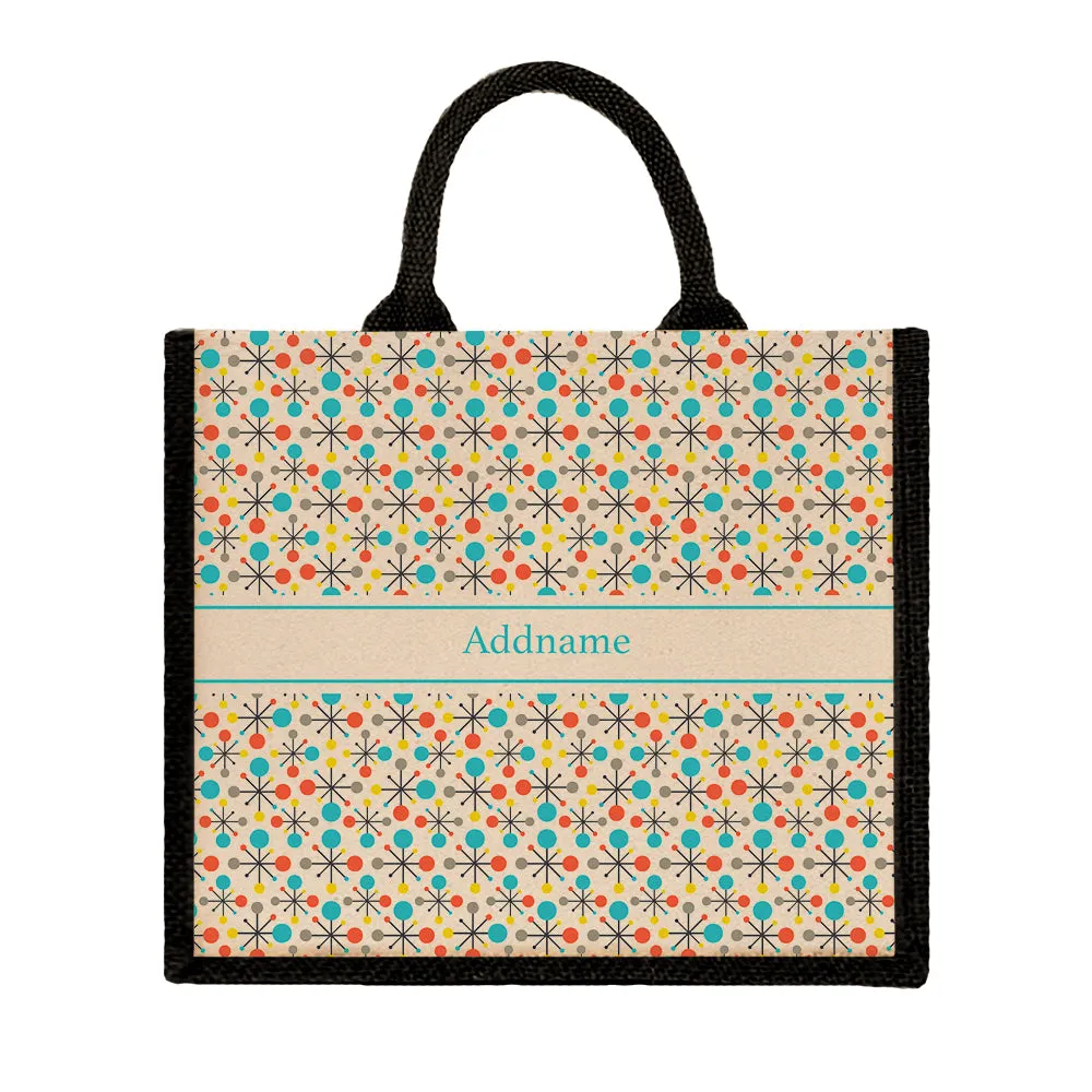 Retro Atomic Jute Tote Bag