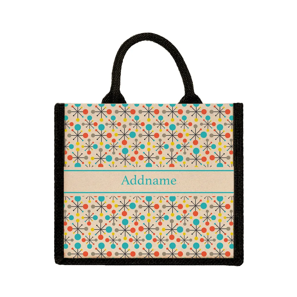 Retro Atomic Jute Tote Bag