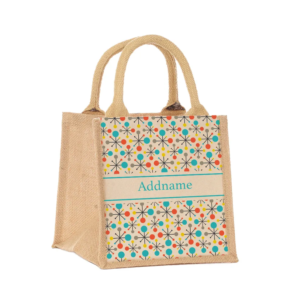 Retro Atomic Jute Tote Bag