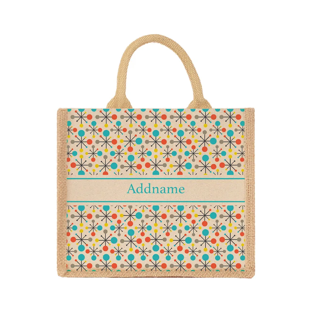 Retro Atomic Jute Tote Bag