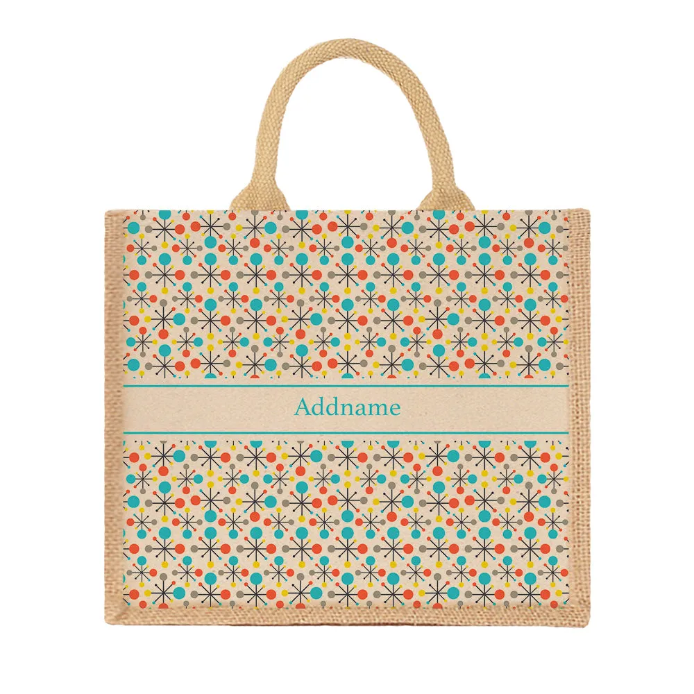 Retro Atomic Jute Tote Bag