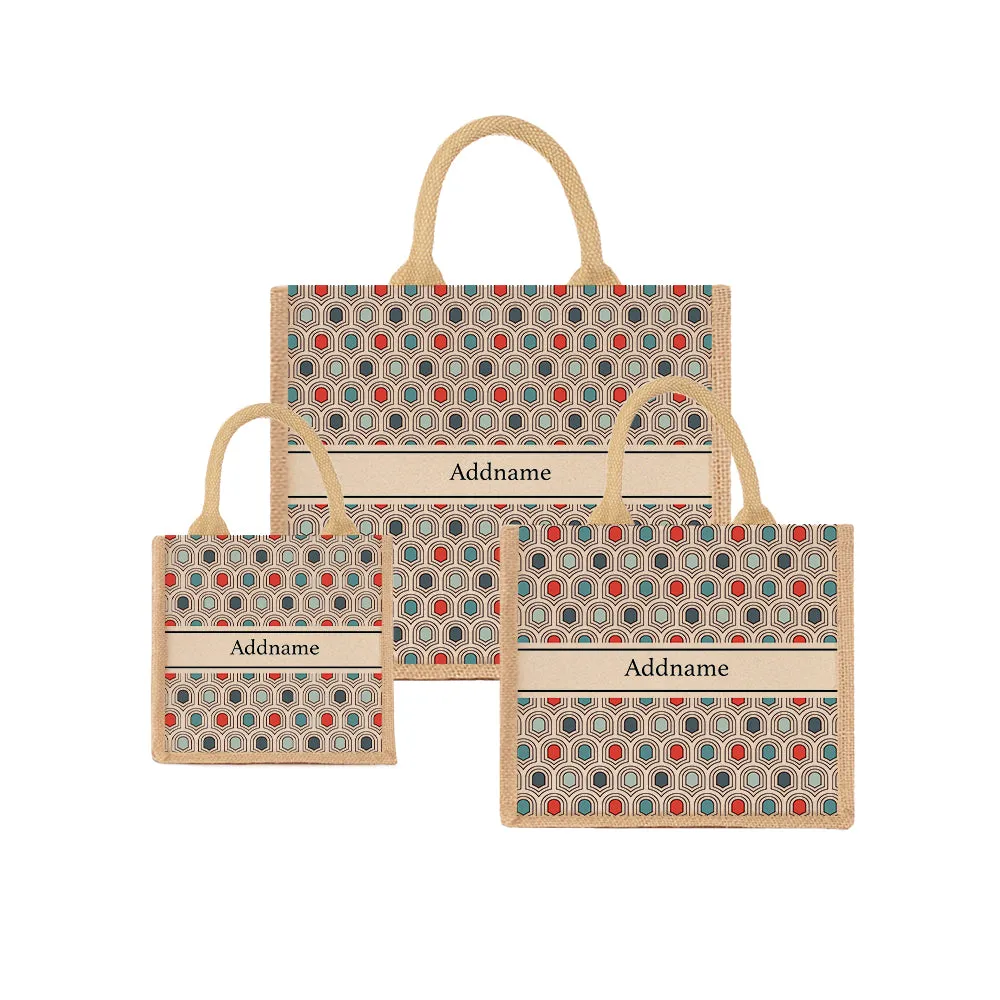 Seamless Mosaic Jute Tote Bag