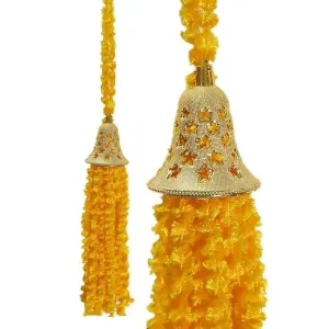 Shyam Enterprises Handmade Unique Mini-Long Feather Wool Tassels with Bell, Used for Decoration, Door Hanging for Festivals, Parties, Puja, Home, Office, Diwali Decoration (Pack of 6)