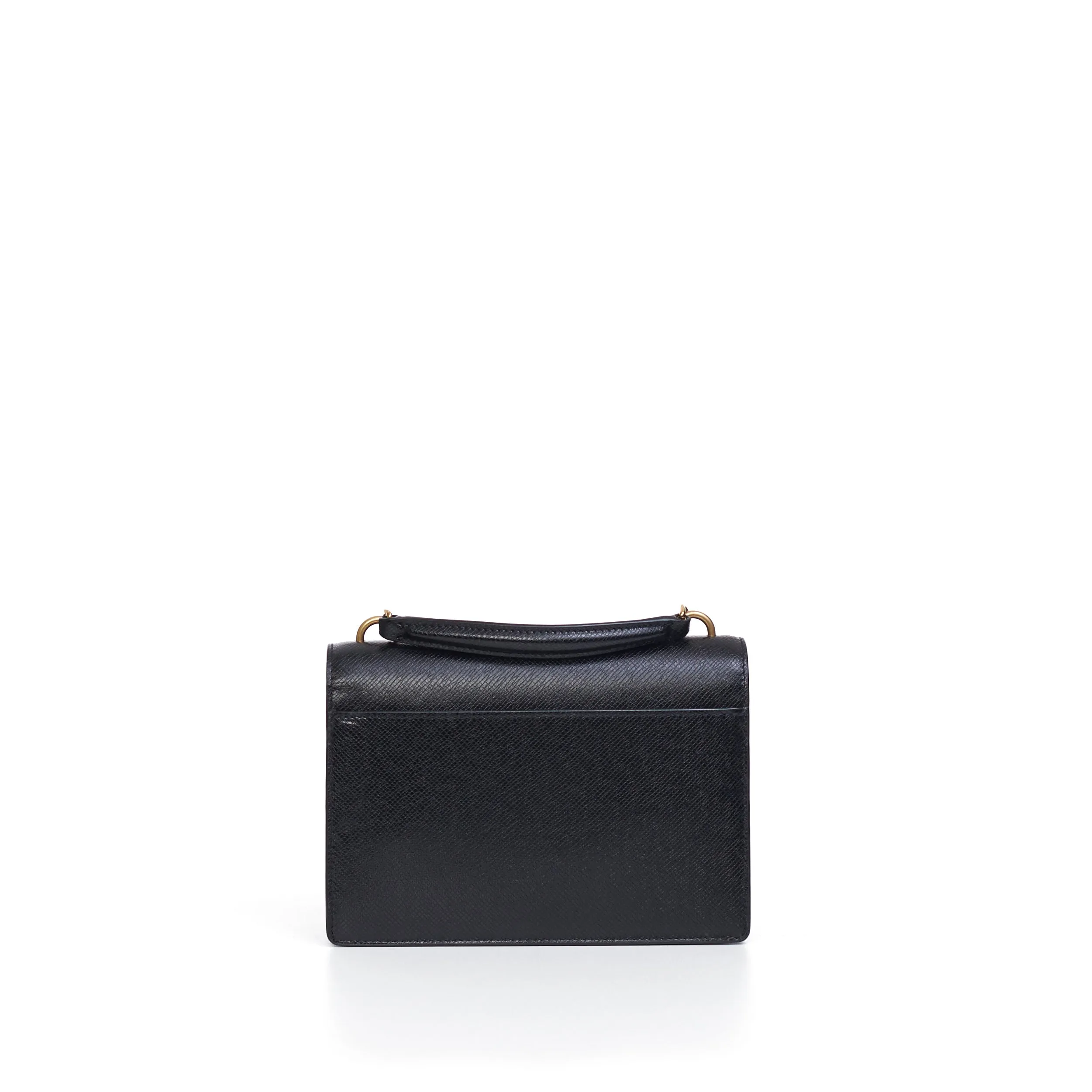 Small Sunset Chain Wallet In Black Coated Bark Leather