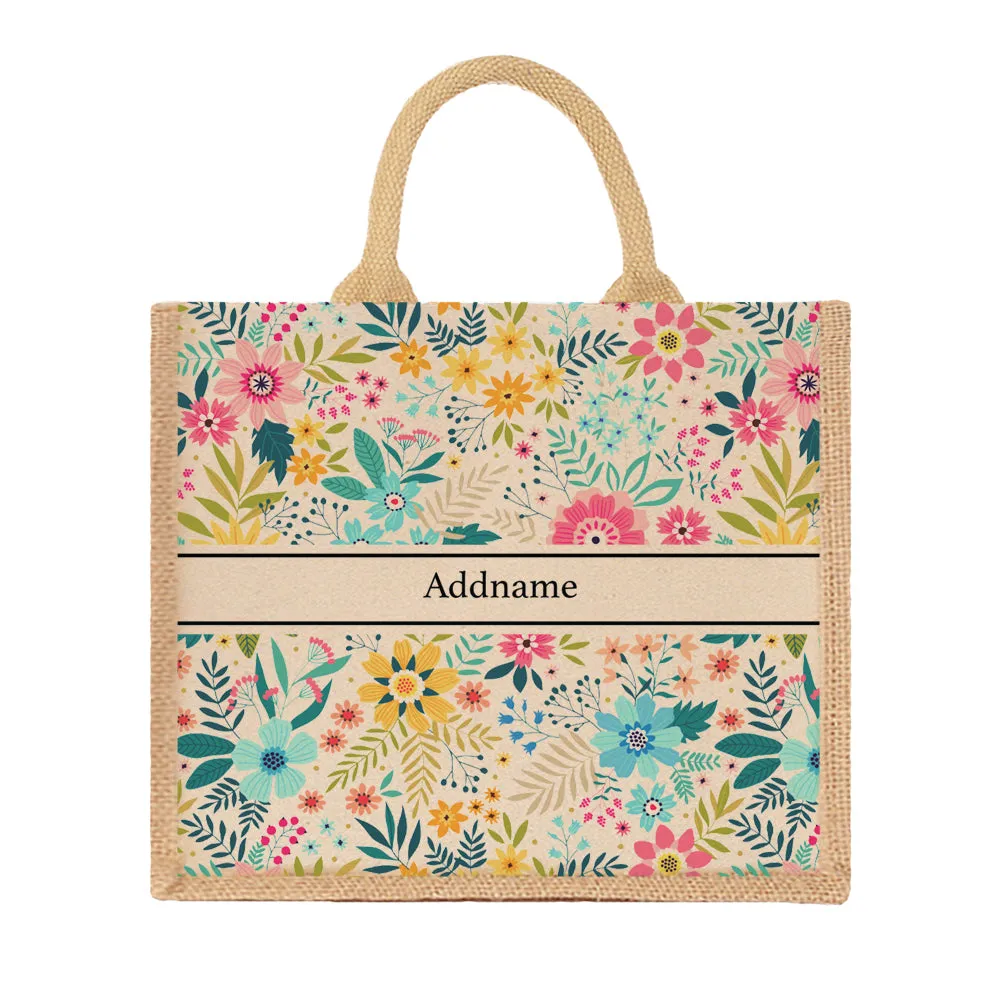 Spring Garden Jute Tote Bag