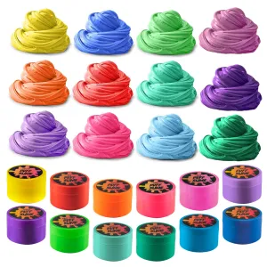 Squeeze Craft Puff Slime - 12 Pack Jumbo Mud Putty Assorted Bright Colors - 2 Oz. per