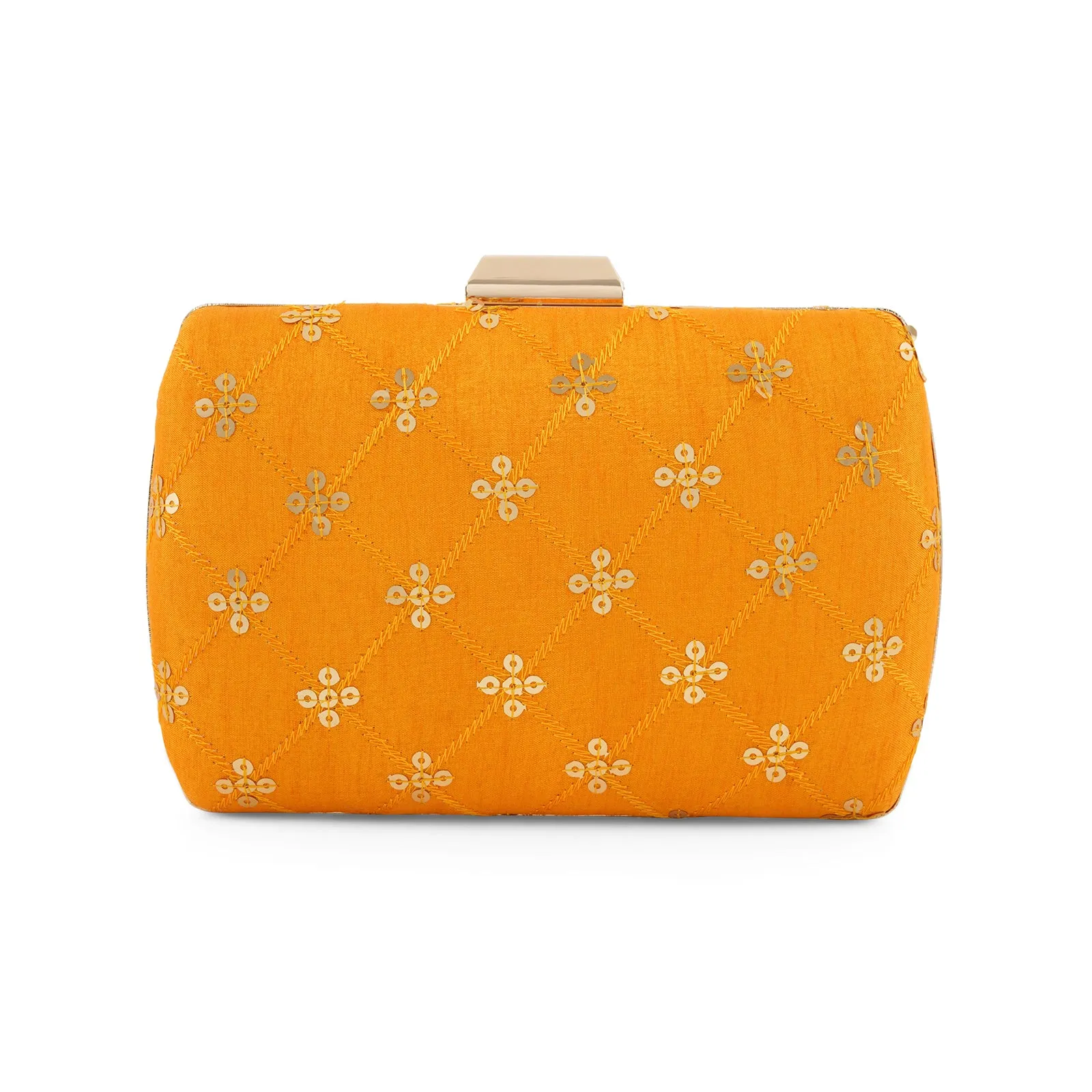 Sunheri Chandini Mustard Sequin Embroidered Clutch