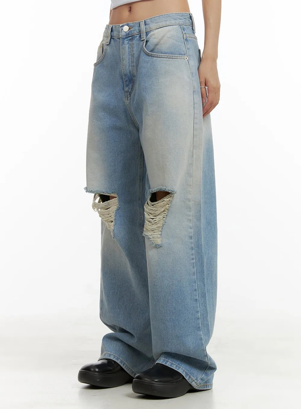 Urban Washed Ripped Baggy Jeans CU405