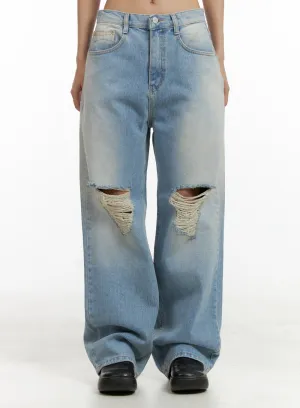 Urban Washed Ripped Baggy Jeans CU405