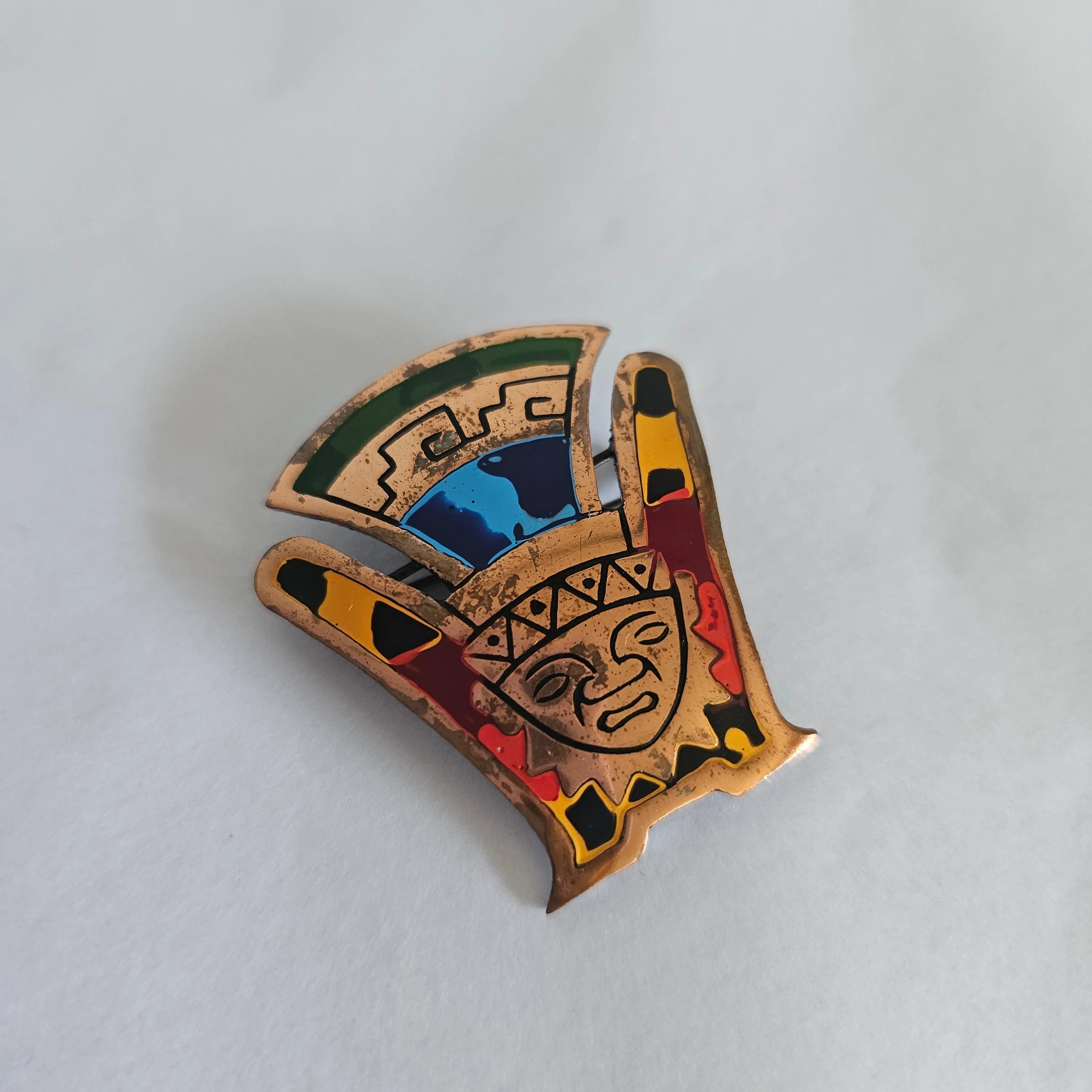 Vibrant Vintage Mexican Enamel Brooch