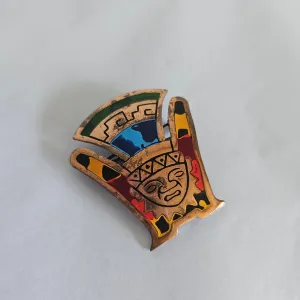 Vibrant Vintage Mexican Enamel Brooch