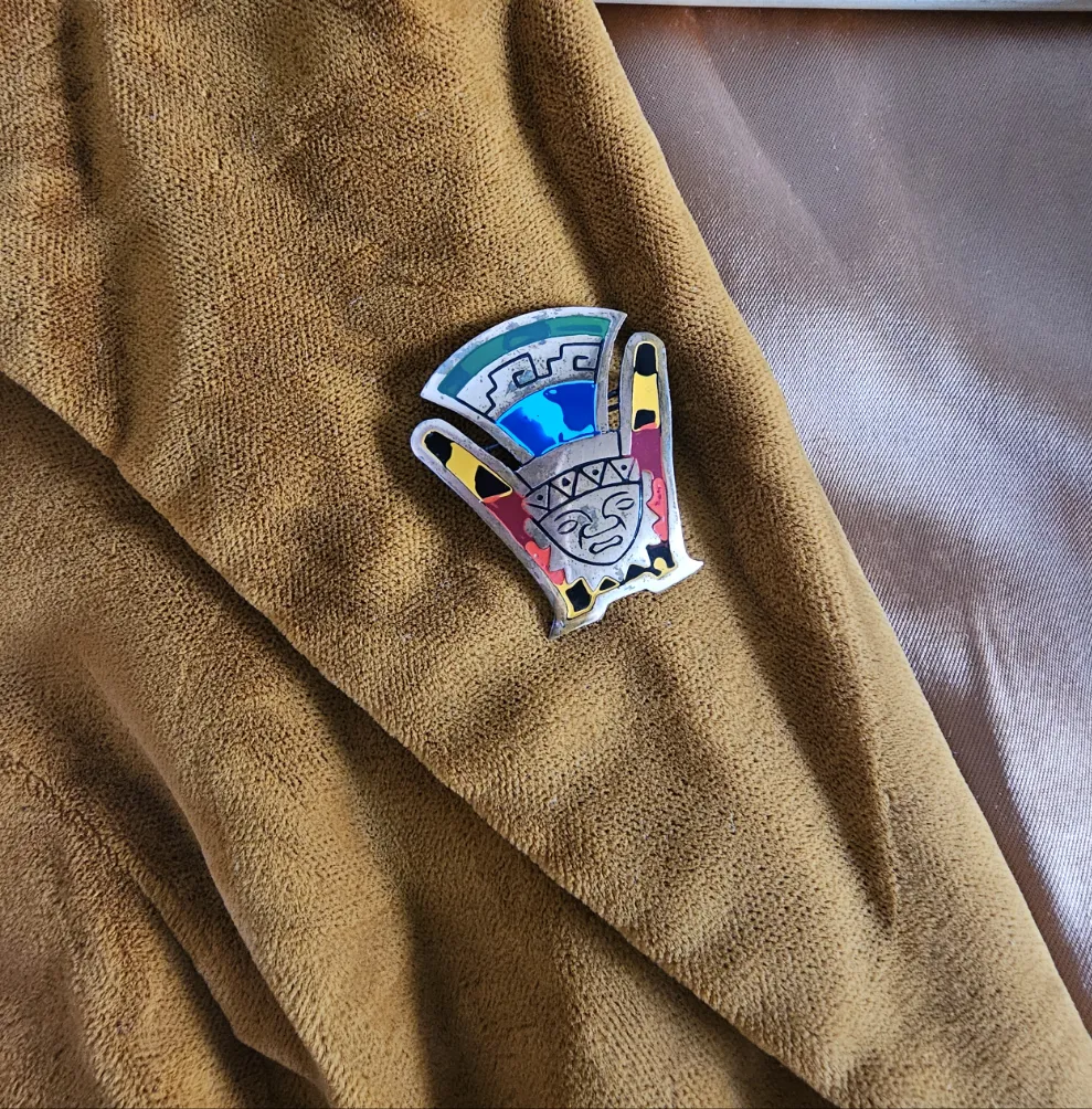 Vibrant Vintage Mexican Enamel Brooch