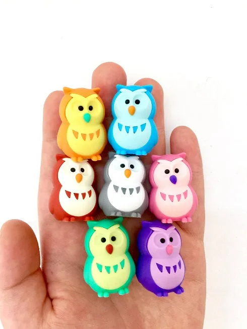 X 380061 IWAKO OWL ERASERS-6 COLORS-DISCONTINUED