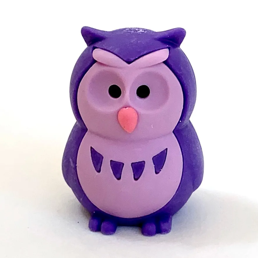 X 380061 IWAKO OWL ERASERS-6 COLORS-DISCONTINUED