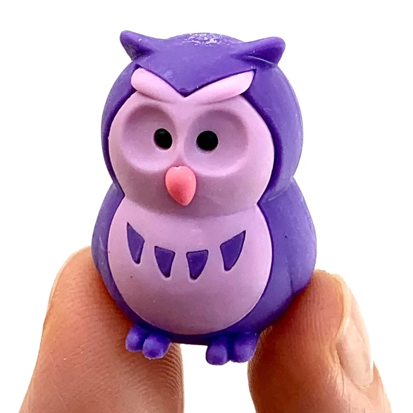 X 380061 IWAKO OWL ERASERS-6 COLORS-DISCONTINUED