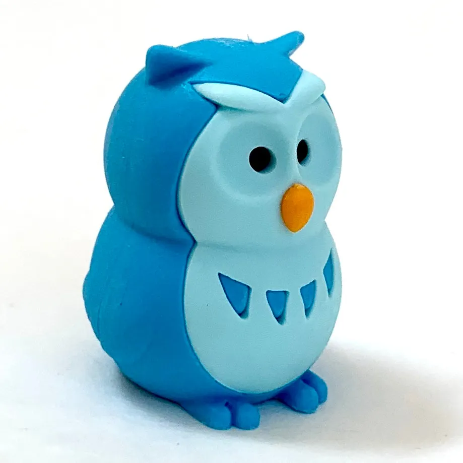 X 380061 IWAKO OWL ERASERS-6 COLORS-DISCONTINUED